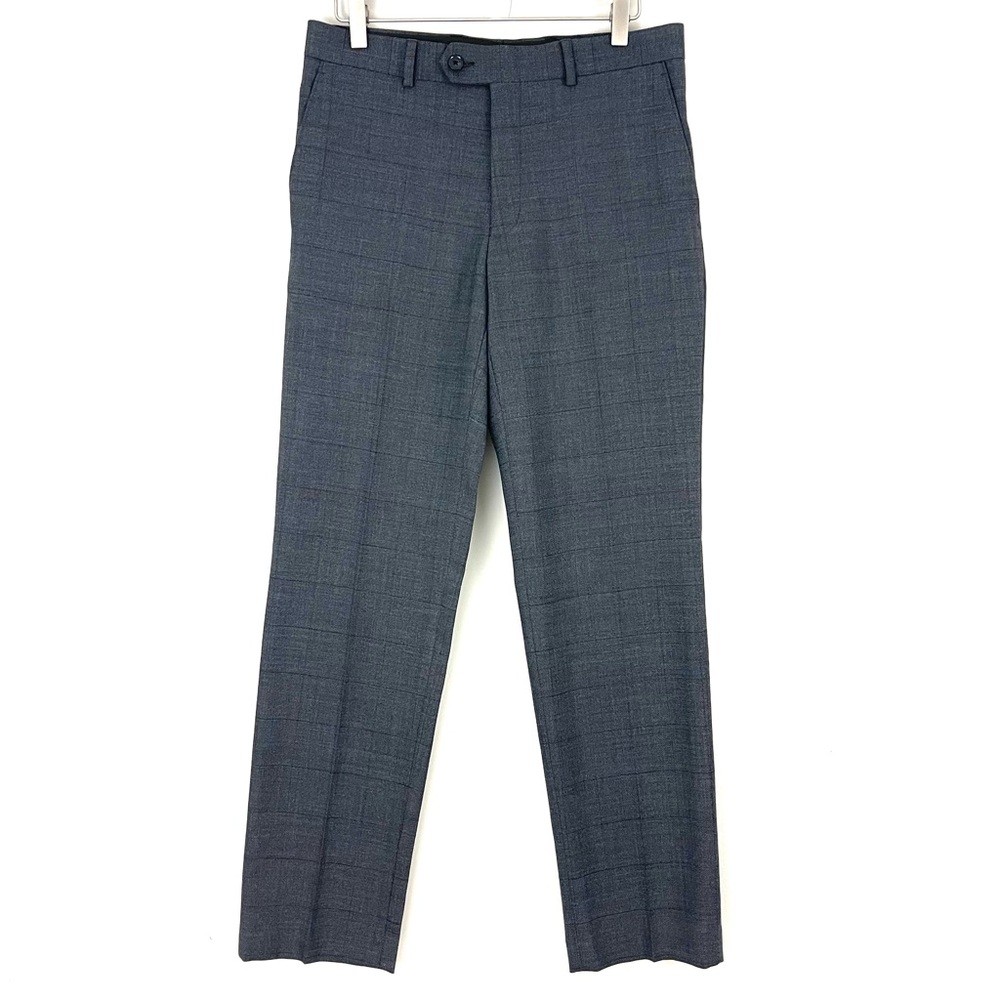 Bar III 3 Men's Slim Fit Flat Front Wool Blend Dress Pants in Gray